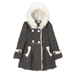 Пальто с капюшоном Black and White Dot Hooded Coat, Size 10-12 years