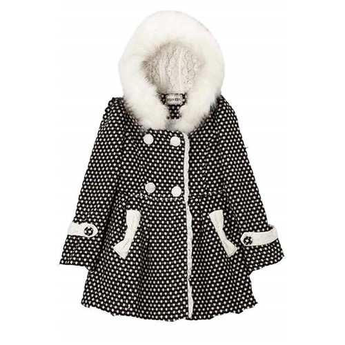 Пальто с капюшоном Black and White Dot Hooded Coat, Size 10-12 years