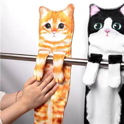 Забавные полотенца для рук в виде  Кошек есть пуговицы на кошачьих лапках) цена в магазине 29💵