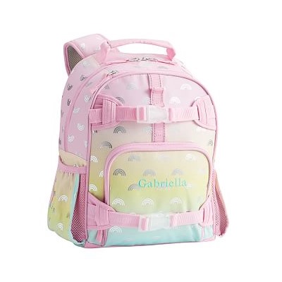 Mackenzie Pink Ombre Silver Foil Rainbows Backpacks