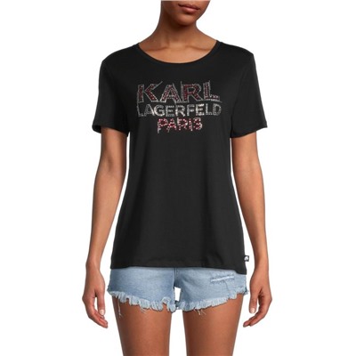 KARL LAGERFELD PARIS Embellished Logo T-Shirt