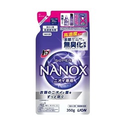 LION TOP SUPER NANOX Жидкое средство для стирки с антибактериальным эффуктом от плесени и  неприятных запахов сменная упаковка 350 гр