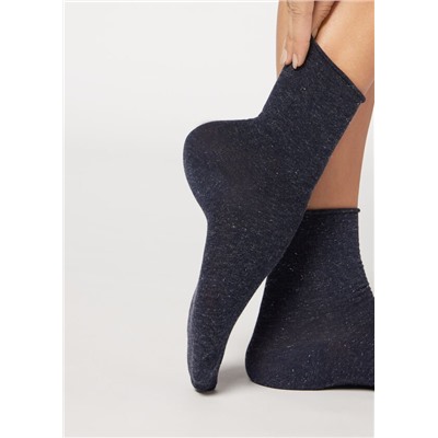 Kurze Socken mit Cashmere und Glitzer