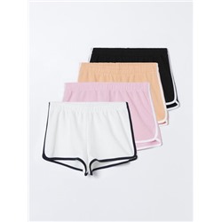 PACK OF 4 PAIRS OF BASIC PLUSH SHORTS WITH PIPING