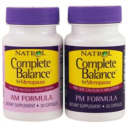 Natrol, Complete Balance для менопаузы, для применения утром и вечером, две бутылочки, в каждой по 30 капсул