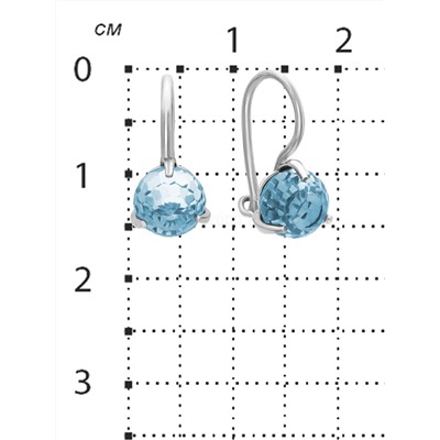 Серьги из серебра с кристаллами Swarovski Голубой родированные 925 пробы 0045с-202