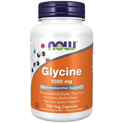 Для нервной системы NOW Glycine 1000 мг 100 капсул