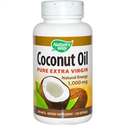 Nature's Way, Чистое кокосовое масло холодного отжима, 1000 мг, 120 гелевых капсул