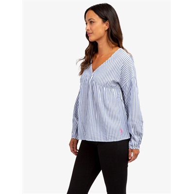 STRIPE POETIC V-NECK TOP