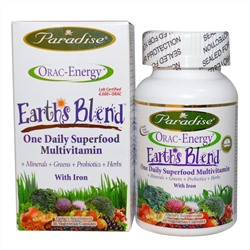 Paradise Herbs, Энергия ORAC, Earth's Blend, ежедневный сверхпитательный мультивитамин, с железом, 30 капсул на растительной основе