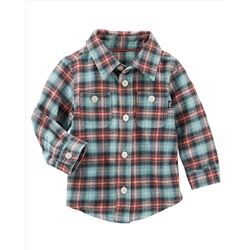 Lightweight Flannel Button-Front Shirt