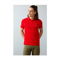 U.S. Polo Assn. Yaka Slim Fit Kırmızı Tshirt VR030