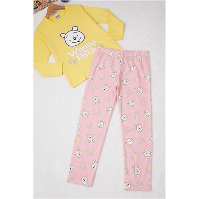 Pijakids Sarı Ayıcık Baskılı Yazılı Kız Çocuk Pijama Takımı 16926, Pijakids                                            
                                            Sarı Ayıcık Baskılı Yazılı Kız Çocuk Pijama Takımı 16926