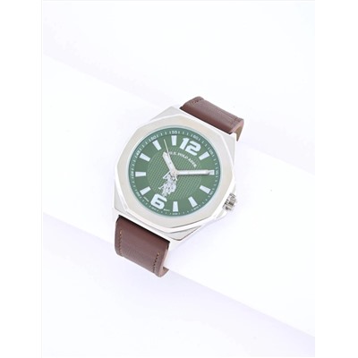 MEN'S BROWN STRAP WITH SILVER CASE ANALOG WATCH