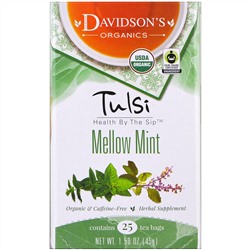 Davidson's Tea, Tulsi, Organic Mellow Mint, 25 Tea Bags, 1.58 oz (45 g)