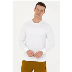 Erkek Beyaz Bisiklet Yaka Basic Sweatshirt
