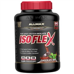 ALLMAX Nutrition, Isoflex, 100%-ный сверхчистый изолят сывороточного белка (ИСБ с фильтрацией частиц заряженными ионами), шоколад и мята, 5 фунтов (2,27 кг)