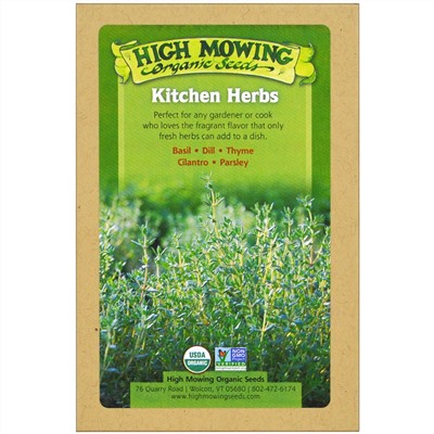 High Mowing Organic Seeds, Кухонные травы, Коллекция органических семян, В ассортименте, 5 пакетов