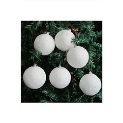Happyland Yılbaşı Ağacı Süsleme 4 cm Beyaz Kar Topu 6'lı Kar Topu Ağaç Süsü KUL000044