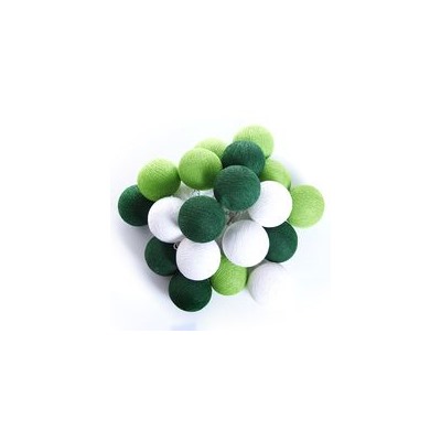 Тайская гирлянда (большие шарики) «Зеленый-изумрудный с белым» Большие-спец.заказ для нашего сайта ( 20 шариков в гирлянде) / Thai lightening balls green emerald+white