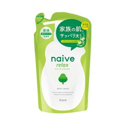 Мыло жидкое для тела увлажняющее KRACIE Naive с расслабляющим ароматом зелени и цветов мягкая упаковка 380 мл