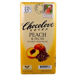 Chocolove, Персик и пекан в молочном шоколаде, 3.1 унции (87 г)