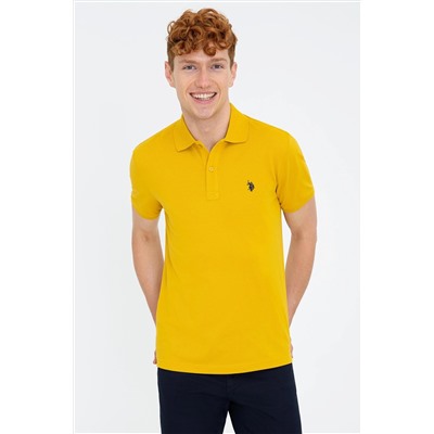 Erkek Koyu Sarı Polo Yaka Basic T-Shirt