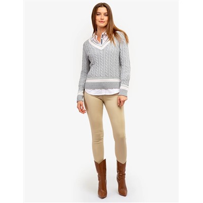 TIPPED CABLE V-NECK SWEATER