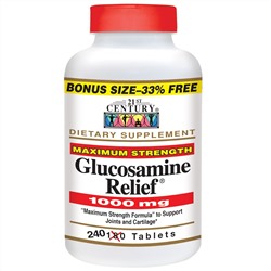 21st Century, Glucosamine Relief, максимальная добавка, 1000 мг, 240 таблеток
