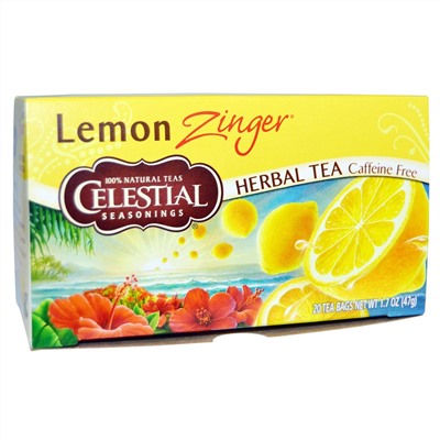 Celestial Seasonings, Травяной чай, без кофеина, Лимонное чудо, 20 пакетиков, 1,7 oz (47 г)