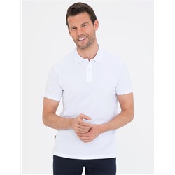 Beyaz Slim Fit Polo Yaka Basic Tişört
