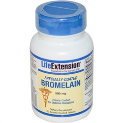 Life Extension, Бромелаин в специальной оболочке, 500 мг, 60 таблеток с энтеросолюбильным покрытием