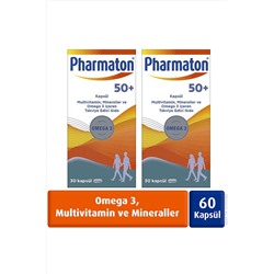 Pharmaton 50 Plus 30 Kapsül Omega 3, Multivitamin ve Mineraller 2'li Avantaj Paketi 602082812-43428