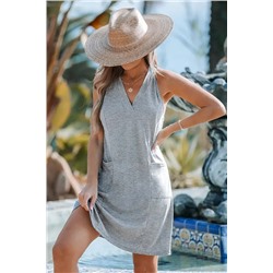 V-neck Pocket Sleeveless Dress