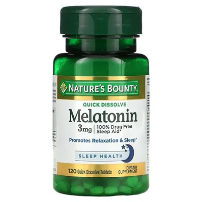 Nature's Bounty, Melatonin, Natural Cherry, 3 mg, Quick Dissolve Tablets