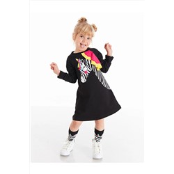 Denokids Unicorn Zebra Siyah Kız Çocuk Fırfırlı Elbise CFF-20S1-021