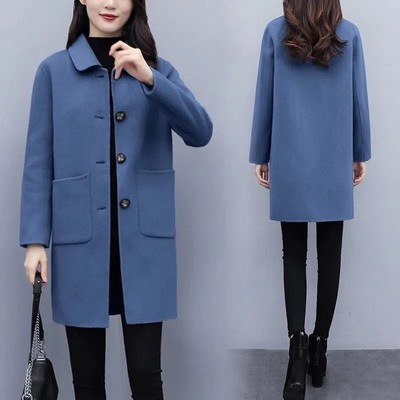 Новое двустороннее кашемировое пальто, женское осенне-зимнее пальто средней длины, высококачественная корейская версия шерстяного пальто