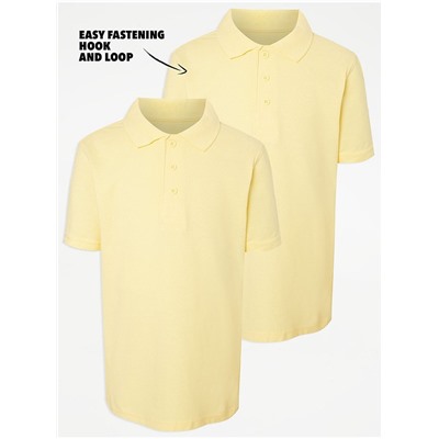 Yellow Easy On Short Sleeve School Polo Shirts 2 Pack