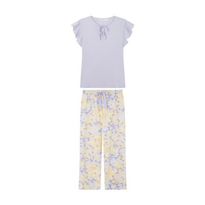 Pijama 100% algodón flores lila