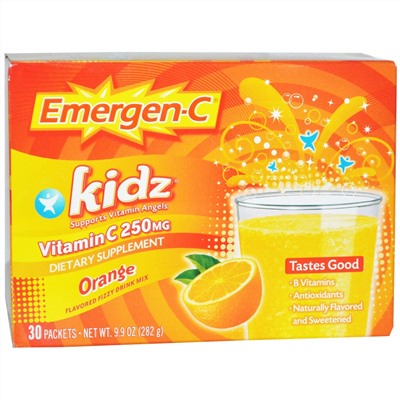 Emergen-C, для детей, апельсин, 30 пакетиков, 9,9 унций (282 гр)