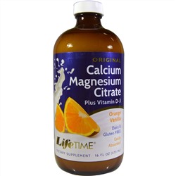 Life Time, Цитрат кальция и магния плюс витамин D3, оригинальный, со вкусом апельсина и ванили, 16 жидких унций (473 мл)