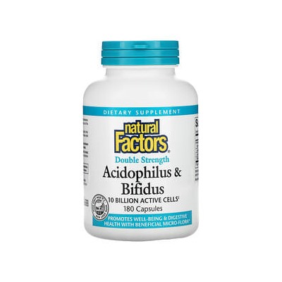 Natural Factors, Acidophilus & Bifidus, Double Strength, 10 Billion, 180 Capsules