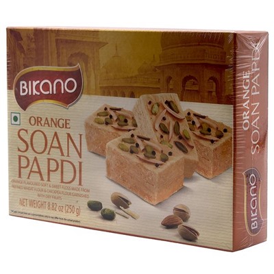 BIKANO Halva Soan Papdi Orange with nuts Сладкая нежная халва Соан Папди Оранж с орехами 250 г