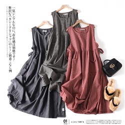 Платье из хлопка и льна без рукавов в японском стиле, 2023