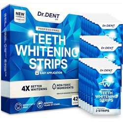DrDent Professional Teeth Whitening Strips 21 Treatments - Safe for Enamel - Non Sensitive Teeth Whitening - Whitening Without Any Harm - Pack of 42 Strips + Mouth Opener Included