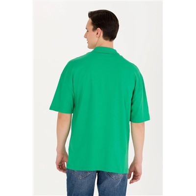 Erkek Yeşil Oversize Polo Yaka Tişört