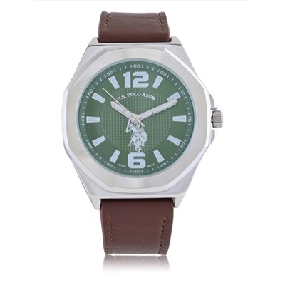 MEN'S BROWN STRAP WITH SILVER CASE ANALOG WATCH