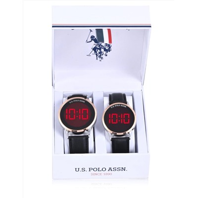 HIS AND HERS BLACK W ROSE ACCT LED WATCH SET