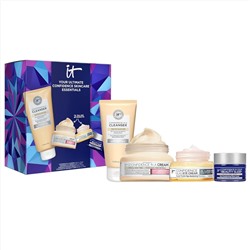 IT Cosmetics Your Ultimate Confidence Essentials Skincare Gift Set – 4-Piece Anti-Aging Skincare Kit – Includes Face Moisturizer, Eye Cream, Night Cream & Cleanser – Full Size & Travel Favorites