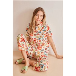 Pijama camisero 100% algodón Capri tropical